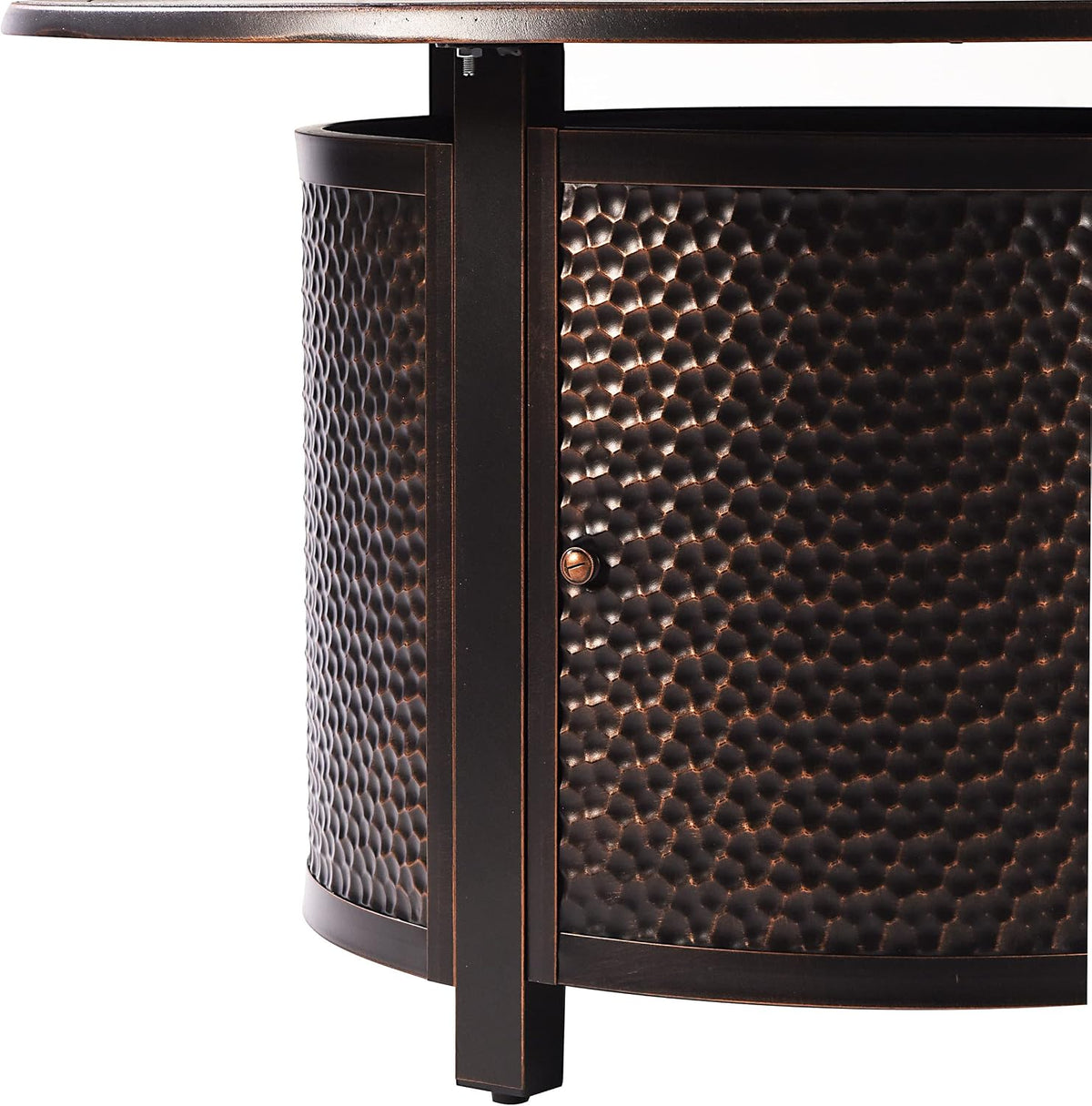 AZMATERA-FPT-AC Aluminum 44 In. round Propane Beads, Lid and Fabric Cover Finish Outdoor Fire Table, Antique Copper