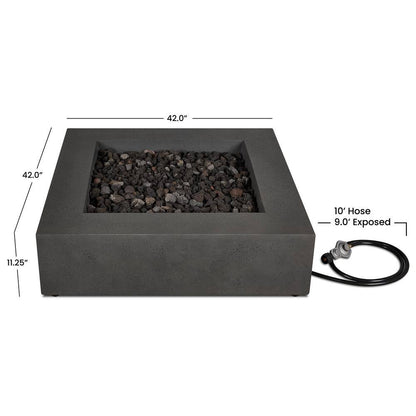 Brookhurst 42 In. L X 12 In. H Outdoor GFRC Liquid Propane Fire Pit in Carbon with Lava Rocks