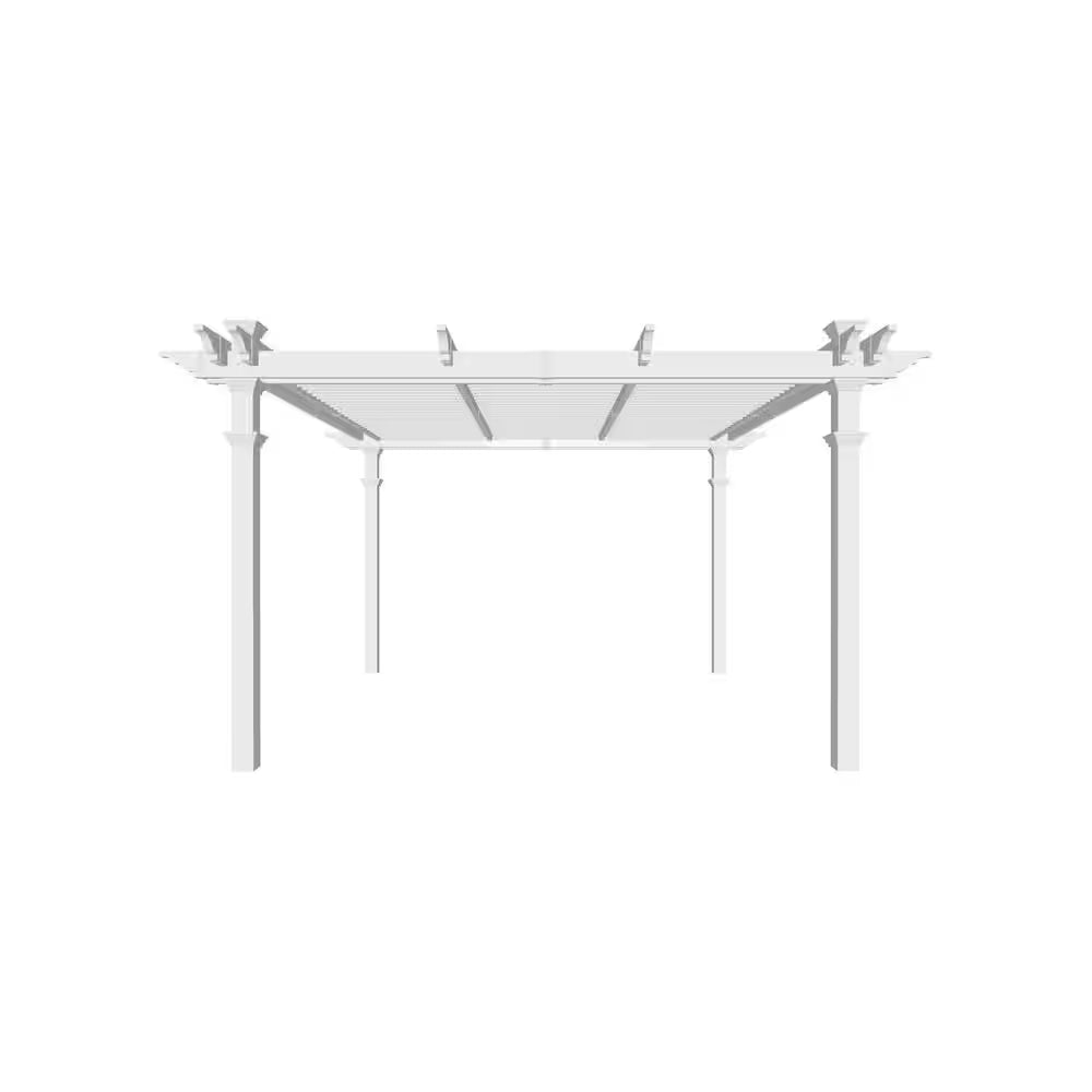 144"L X 144"W X 104"H Vinyl Camelot Louvered Pergola, White, VA42070